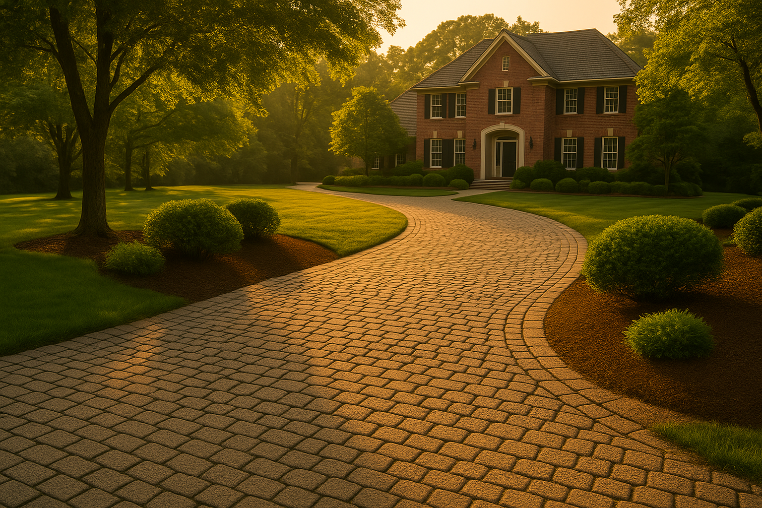 Cobblestone Driveway in The Village of Indian Hill, OH – AFTER Landscape Upgrade